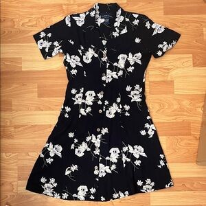 Vintage Dress - Charter Club Black Floral Midi Dress